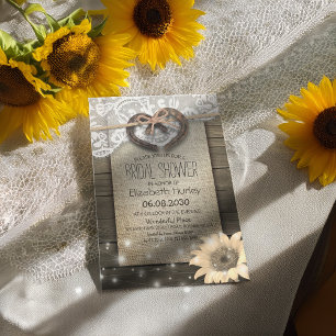 Hoefijzer Lace Burlap Sunflower Vrijgezellenfeest Kaart