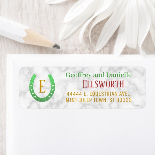 Hoefijzer Monogram Horse Racing Derby Uw adres Etiket (Insitu)