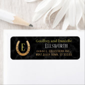Hoefijzer Monogram Paardenrace Derby Adres Etiket (Insitu)