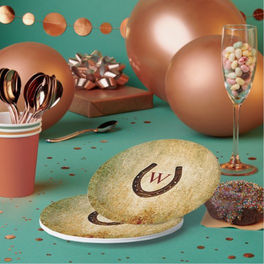 Hoefijzer Monogrammed Papier Borden Papieren Bordje (Multi)