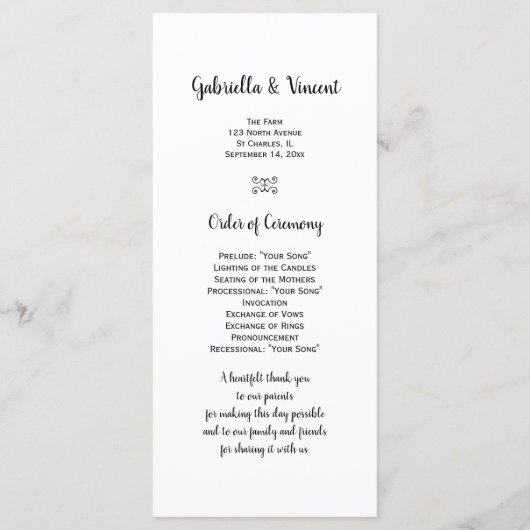 Hoefijzer Pearls country Western Wedding Programme Programma (Achterkant)