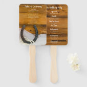 Hoefijzer Pearls Country Western Wedding Programs Handwaaier (Voorkant en achterkant)