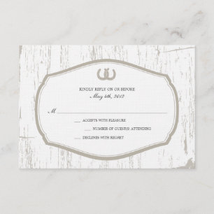 Hoefijzer Rustic Barn Wedding RSVP Kaartje