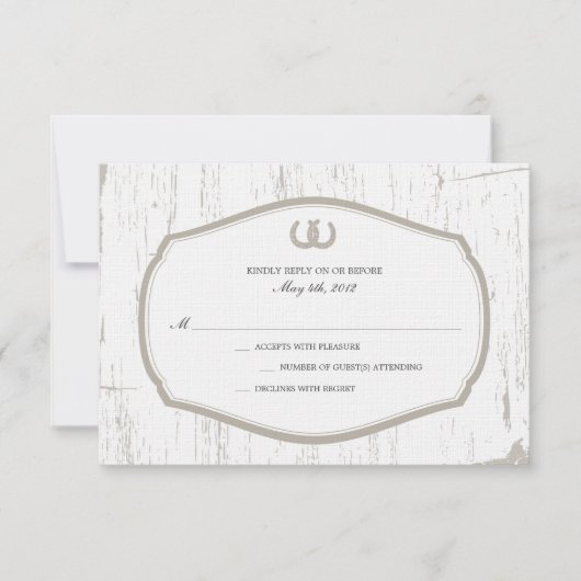 Hoefijzer Rustic Barn Wedding RSVP Kaartje (Voorkant)