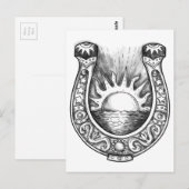 Hoefijzer Sun en Zee Tattoo Briefkaart (Voorkant / Achterkant)