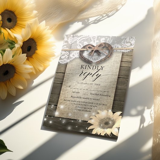 Hoefijzer Sunflower Wood Weddenschap RSVP Kindly R