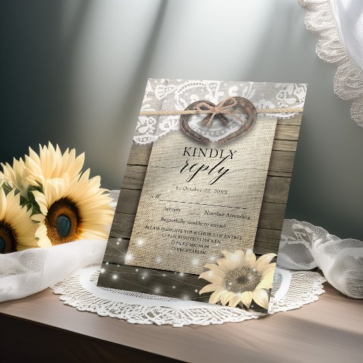 Hoefijzer Sunflower Wood Weddenschap RSVP Kindly R