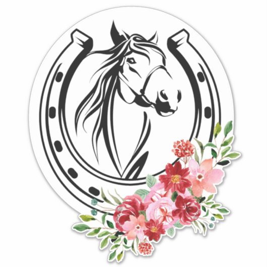 Hoefijzer van Floral Horse sticker (Voorkant)