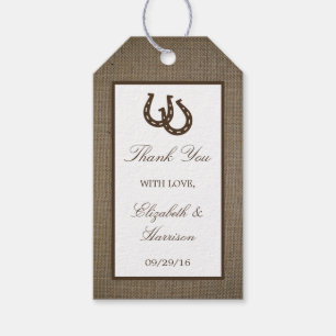 Hoefijzer van het rustige land op de bruiloft cadeaulabel