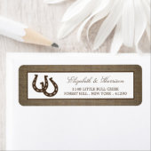 Hoefijzer van het rustige land op de bruiloft etiket (Insitu)