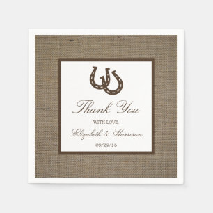 Hoefijzer van het rustige land op de bruiloft servet