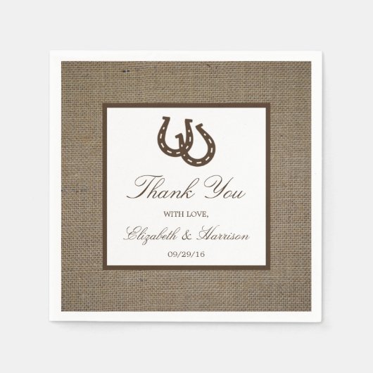 Hoefijzer van het rustige land op de bruiloft servet (Voorkant)