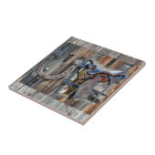 Hoefijzer van paardenzadel Rustic Western Tegeltje (Zijkant)