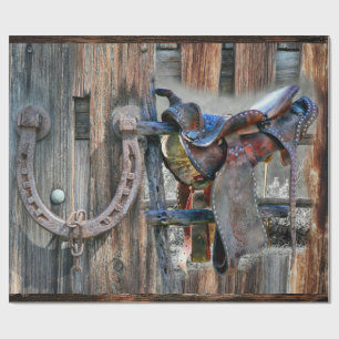 Hoefijzer van paardenzadelzadelriet Rustic Western Cadeaupapier
