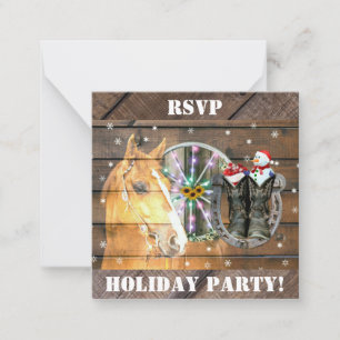 Hoefijzer voor kerstpaardenwagon Cowboy Boots Notitiekaartje