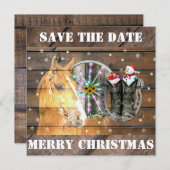 Hoefijzer voor kerstpaardenwagon Cowboy Boots Save The Date (Voorkant / Achterkant)