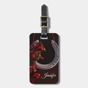 Hoefijzer voor paardenkerst bagagelabel