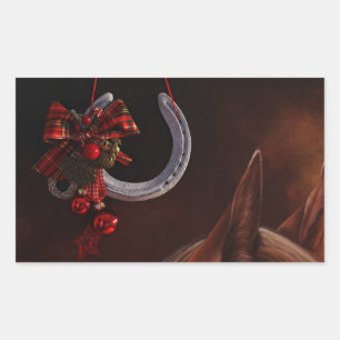 Hoefijzer voor paardenkerst rechthoekige sticker