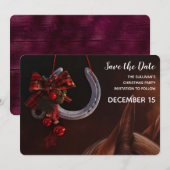 Hoefijzer voor paardenkerst save the date (Voorkant / Achterkant)
