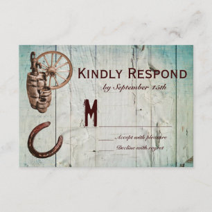 Hoefijzer Wagon Wheel Barrel Weddenschap RSVP-kaar RSVP Kaartje