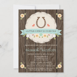 HOEFIJZER WESTERNE BOY BABY SHOWER INVITATIE KAART