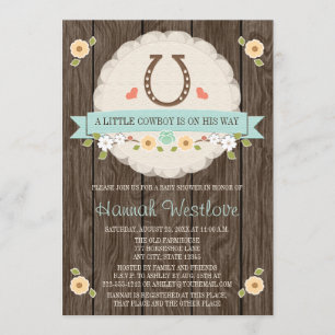HOEFIJZER WESTERNE BOY BABY SHOWER INVITATIE KAART
