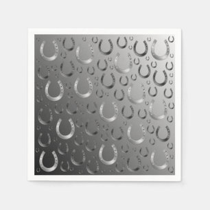 hoefijzer, zilver, patroongrijs, geluk, patroon, g servet