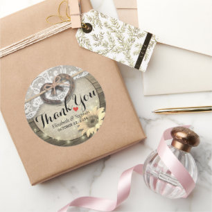 Hoefijzer Zonnebloem Hout Land Weddenschap Bedankt Ronde Sticker