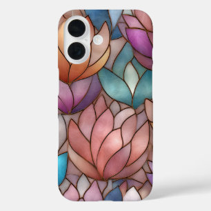 Hoefijzerglas-effect telefoonhoesje bloem mozaïek iPhone 16 hoesje