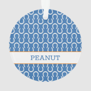 Hoefijzers Blauw Paard NAAM Huisdier Foto Keepsake Ornament