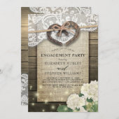 Hoefijzers Burlap Lace Hydrangea Engagement Party Kaart (Voorkant / Achterkant)