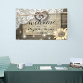 Hoefijzers Burlap Lace Sunflower Weddenschap Spandoek (Beurs)