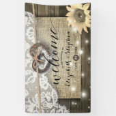 Hoefijzers Burlap Lace Sunflower Weddenschap Spandoek (Verticaal)