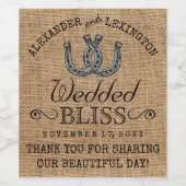 Hoefijzers burlap look rustiek land bruiloft wijn etiket (Enkel label)