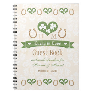Hoefijzers en Shamrock Wedding Guest Book Notitieboek