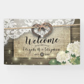 Hoefijzers Hydrangea Rustic Wood Weddenschap Welko Spandoek (Horizontaal)