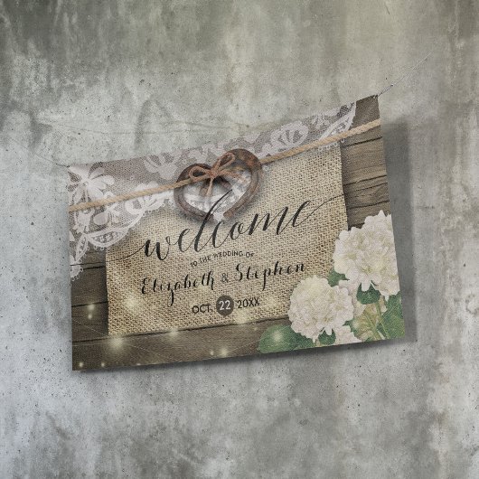 Hoefijzers Hydrangea Rustic Wood Weddenschap Welko Spandoek