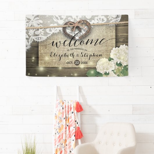 Hoefijzers Hydrangea Rustic Wood Weddenschap Welko Spandoek (Insitu)