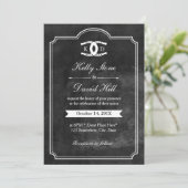 Hoefijzers Initialen Chalkboard Equine Weddenschap Kaart (Staand voorkant)