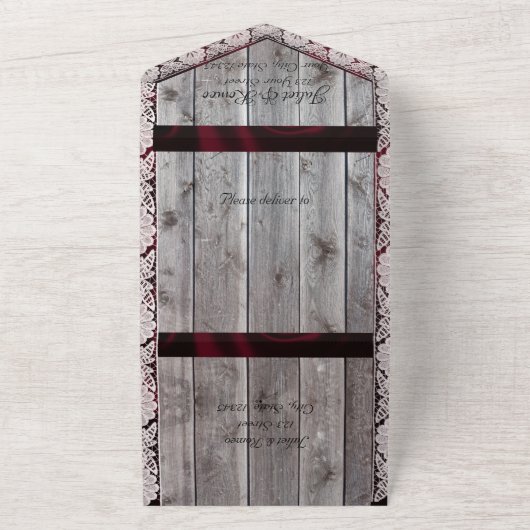 Hoefijzers & Lace Gettin' Hitched Wedding All In One Uitnodiging (Buitenkant)