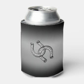 Hoefijzers op Zilvergradiënt Blikjeskoeler (Blikje Voorkant)