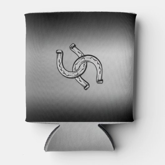 Hoefijzers op Zilvergradiënt Blikjeskoeler (Voorkant)