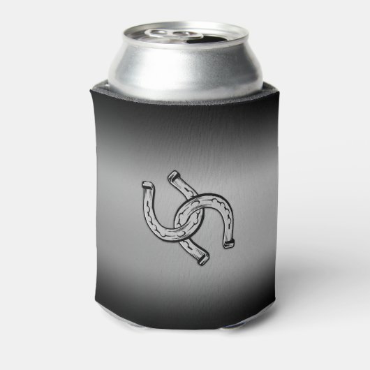 Hoefijzers op Zilvergradiënt Blikjeskoeler (Blikje Achterkant)