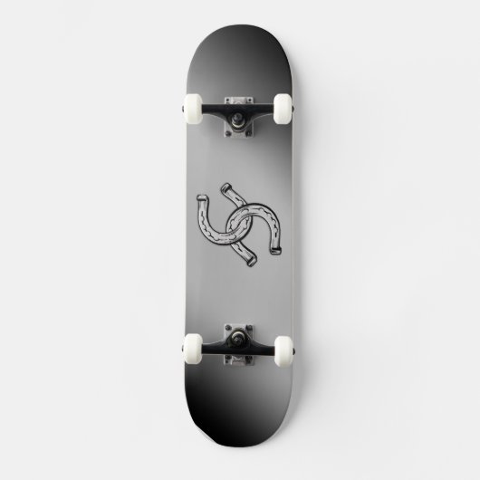 Hoefijzers op Zilvergradiënt Skateboard (Voorkant)