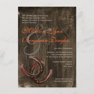 Hoefijzers van het land Rustic Ver2 Wedding Invita Kaart
