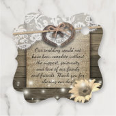 Hoefijzers Zonnebloem Hout Weduwschap Dank je Bedankjes Labels (Achterkant)