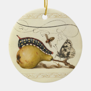 Hoefnagel Vintage Peer & Insecten 1500s Renaissanc Keramisch Ornament