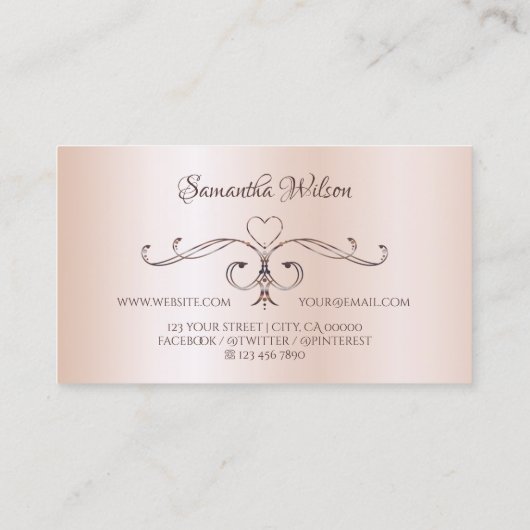 hoek met Logo Shimmery Roos Pastel Roze Visitekaartje (Achterkant)