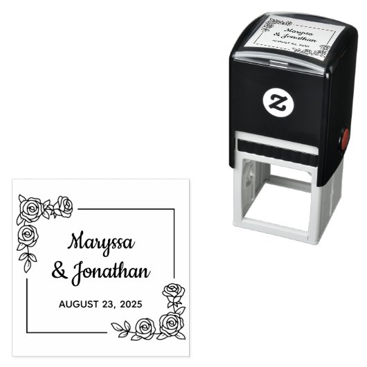 Hoek Roos Bloemen Boeket bruiloft Jubileum Zelfinktende Stempel (In situ)