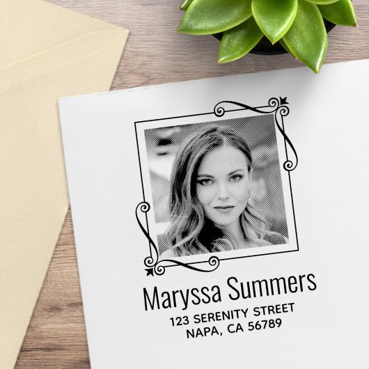 Hoek Wervelt Vierkant Lijst Aangepast Fotoadres Rubberstempel